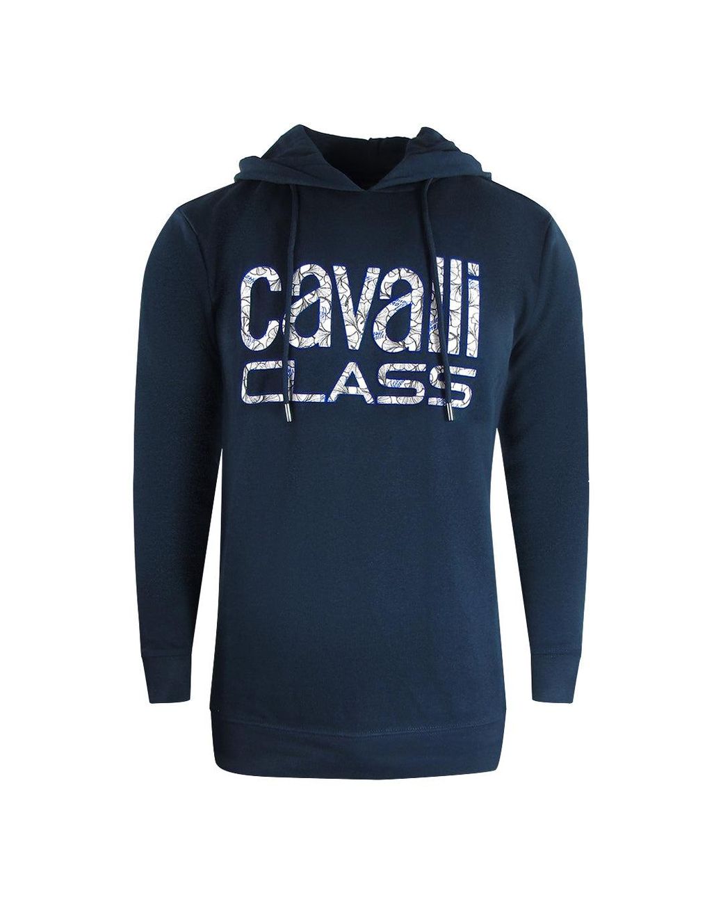 Roberto Cavalli Blue Floral Logo Hoodie Cotton for men