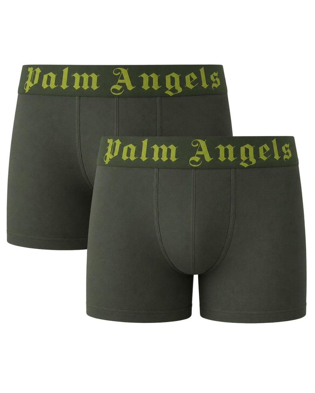 Palm Angels Green Two-Pack Contrast Logo Military Boxer Shorts for men
