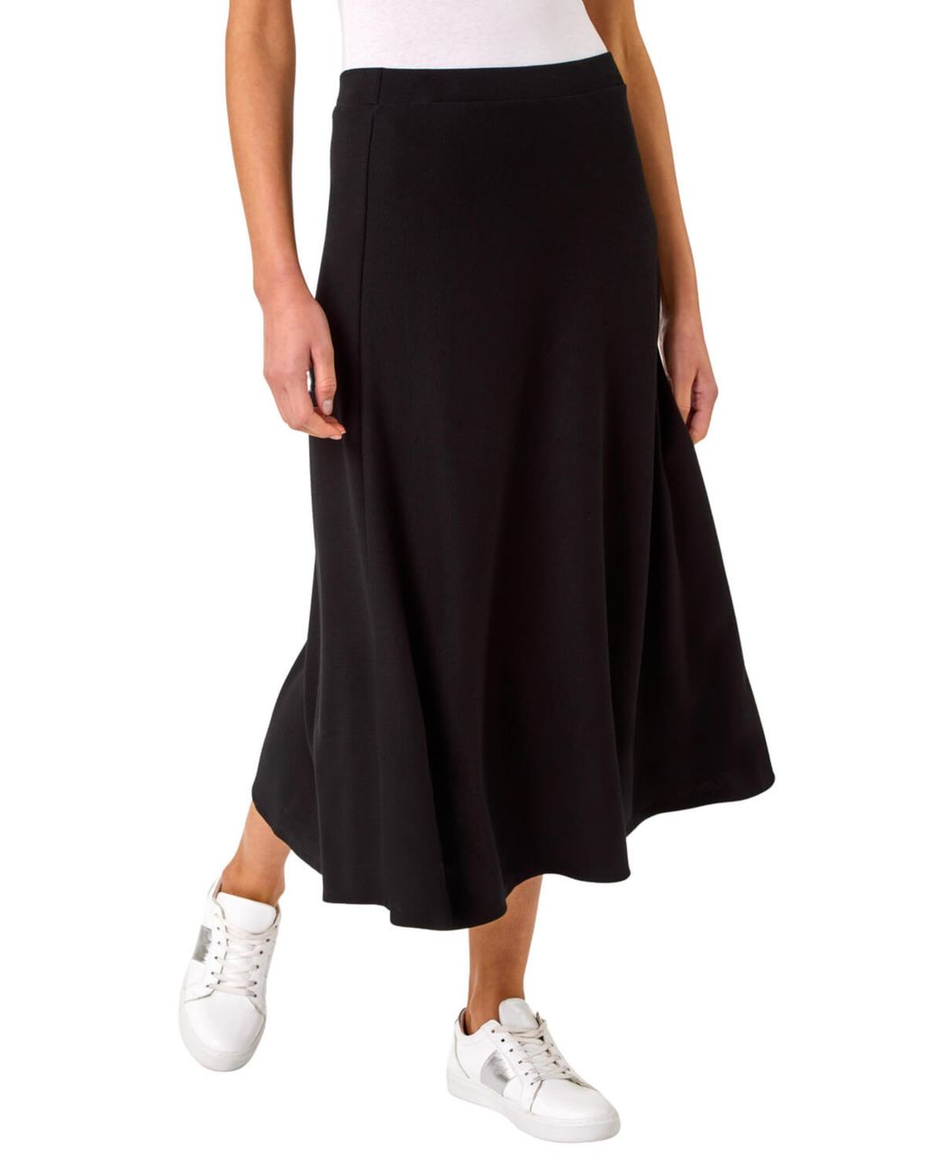 Roman Black A-Line Pull On Stretch Skirt