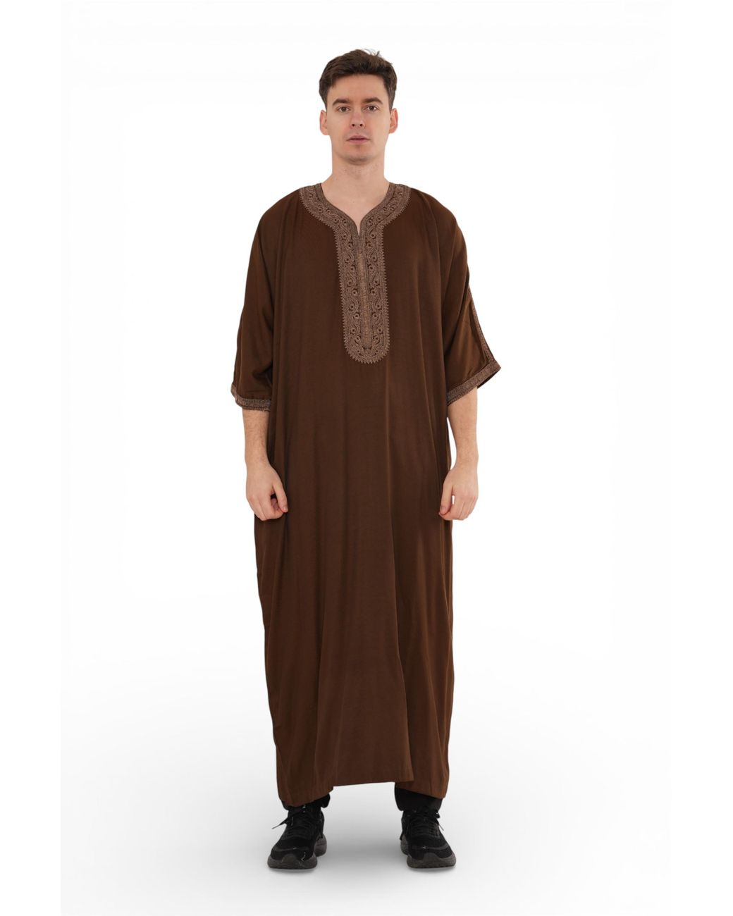 Thobez Brown Ramadan Moroccan Thobe Robe Djellaba Gandoura Eid Jubba- Hm67 for men