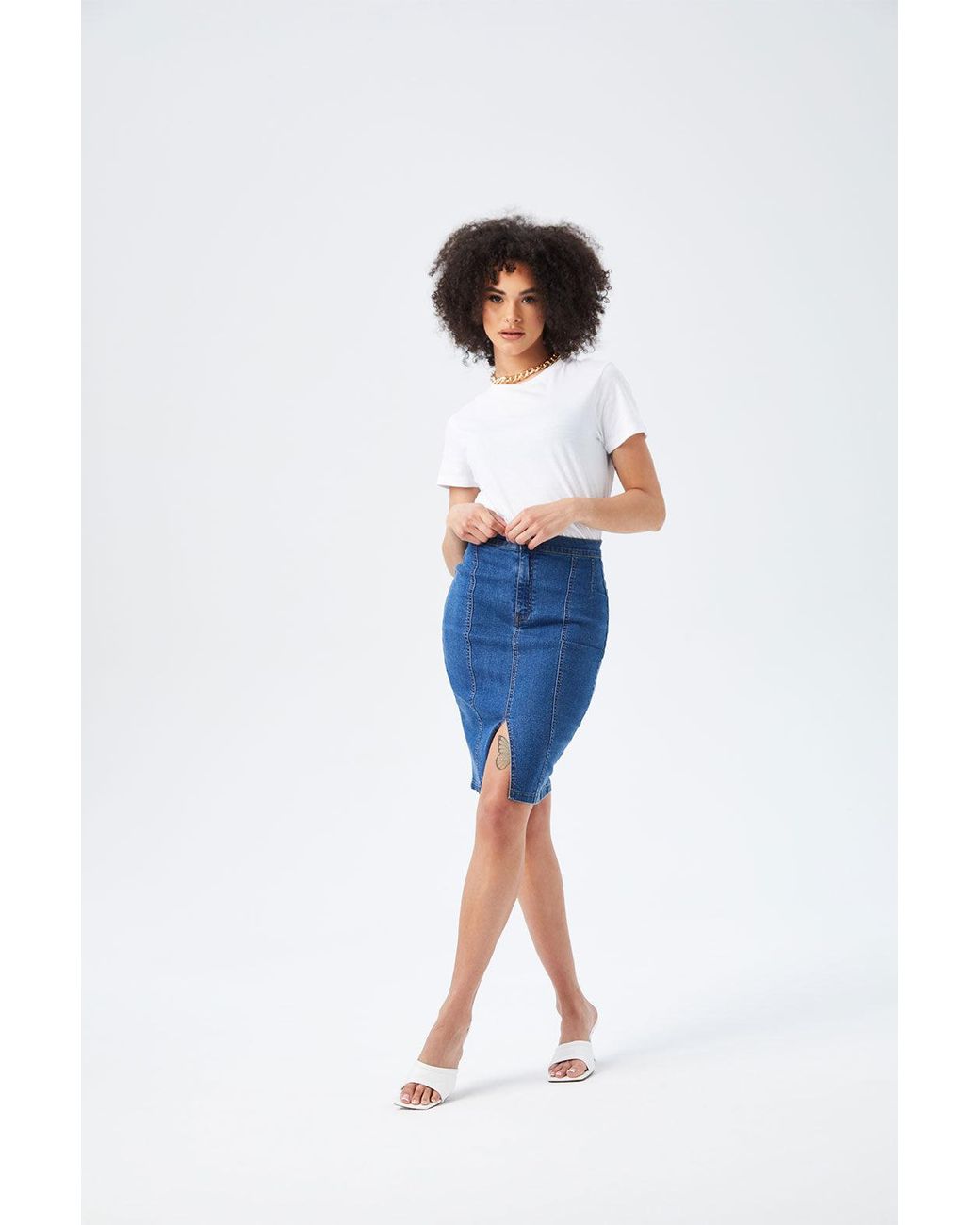 Urban Bliss Blue Mid Pencil Skirt