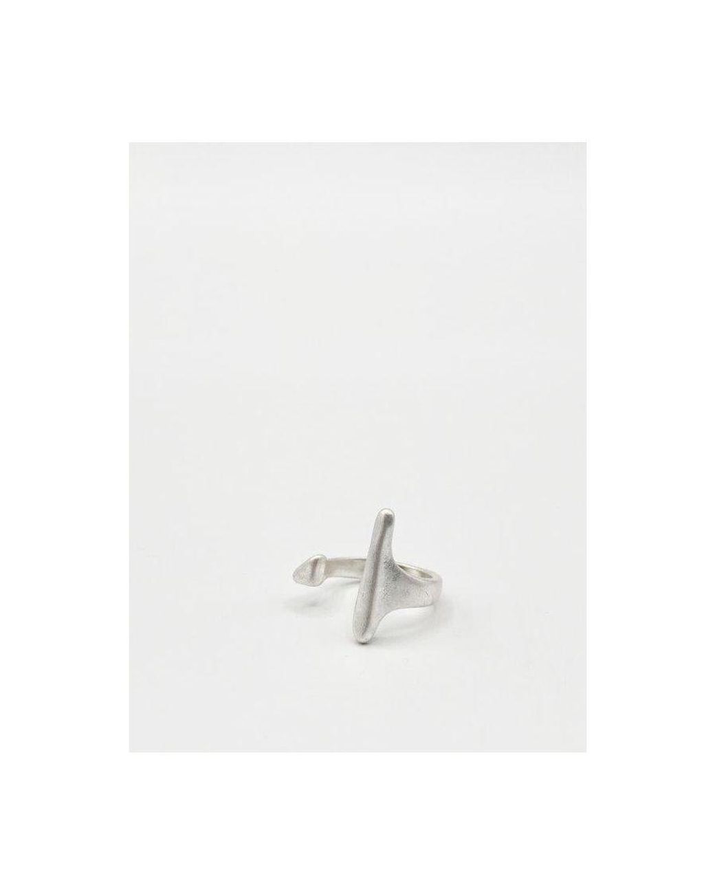 SVNX White Geometric Shape Ring for men