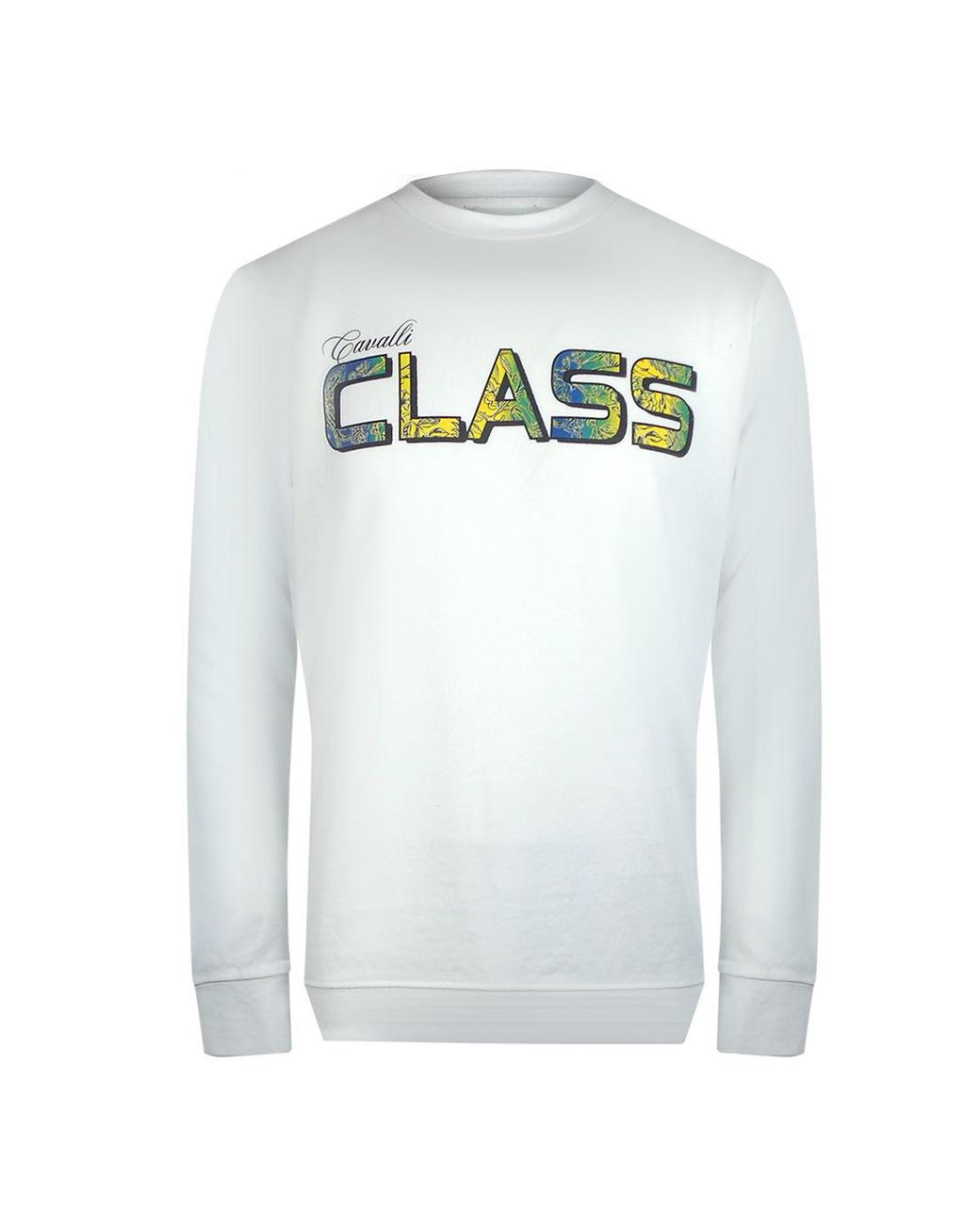 Roberto Cavalli Blue Vibrant Floral Logo Off Sweatshirt Cotton for men