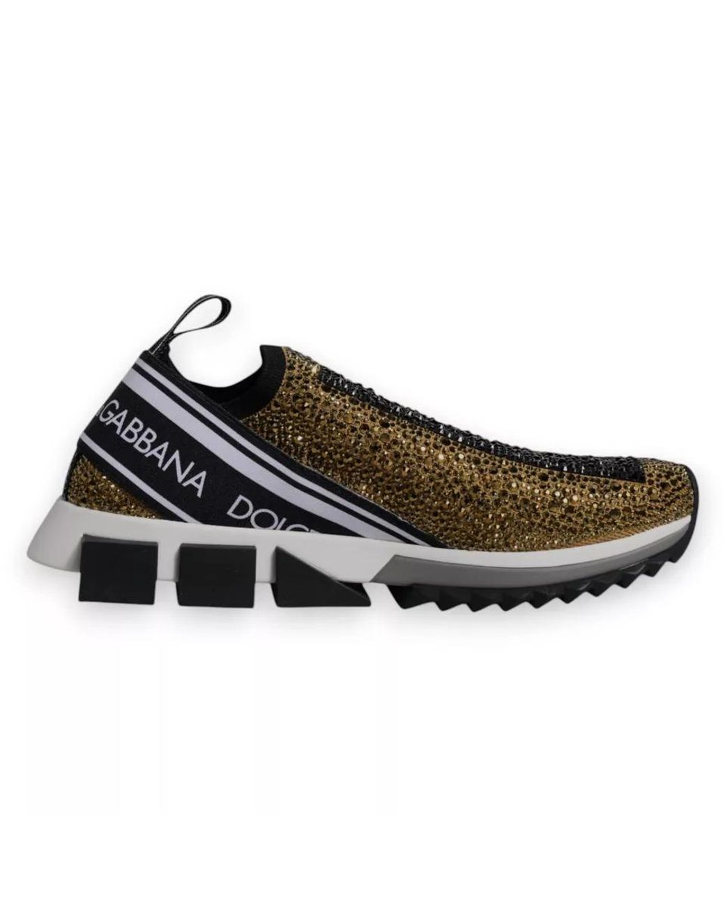 Dolce & Gabbana Black Portofino Slipon Crystal Sneaker for men