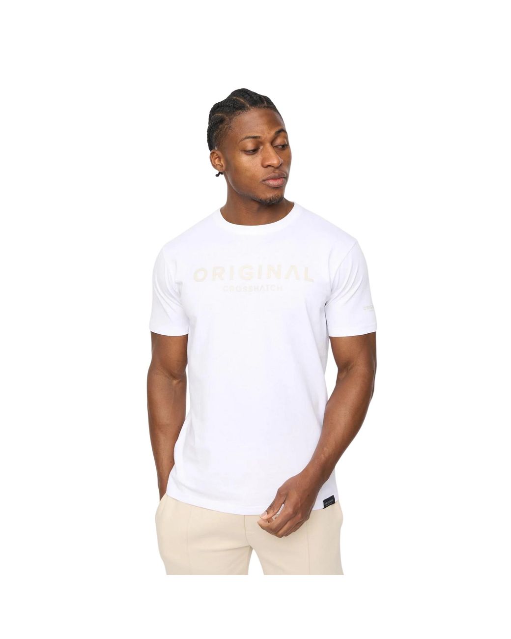 Crosshatch White Bardon Cotton T-Shirt for men