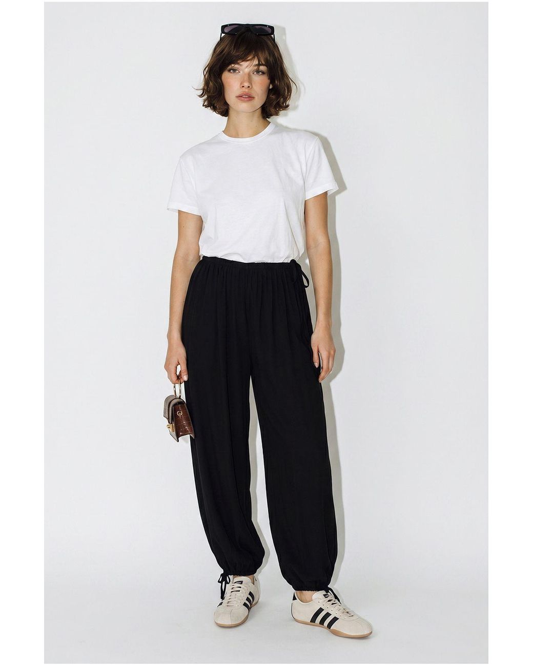 Bianco Lucci White Ankle-Length Salwar Trousers With Tie Waist