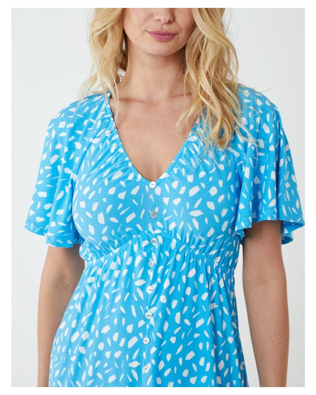 Blue Vanilla Blue Trapeze Button Through Raglan Mini Dress
