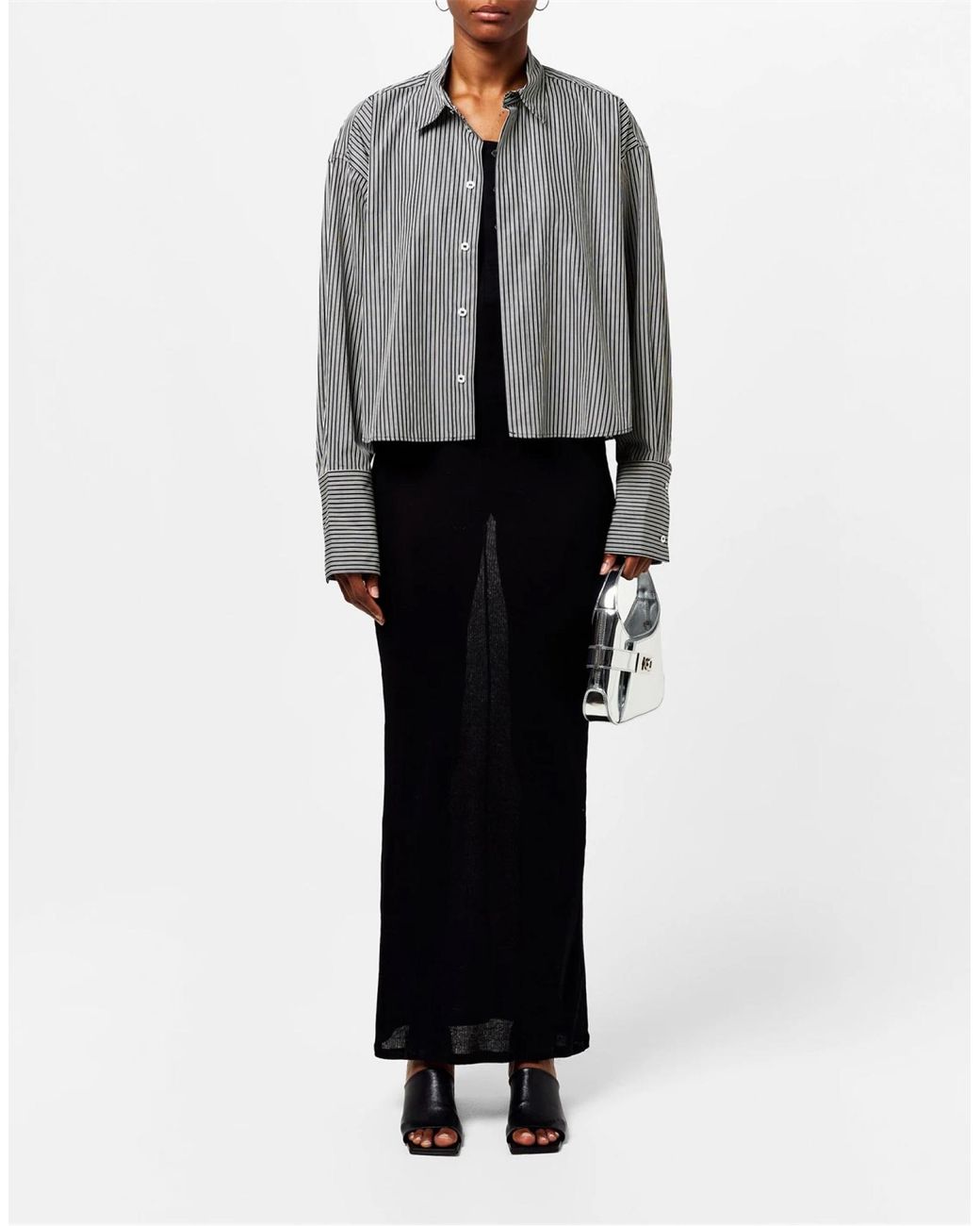 AMI Boxy Fit Gestreept Overhemd in het Gray