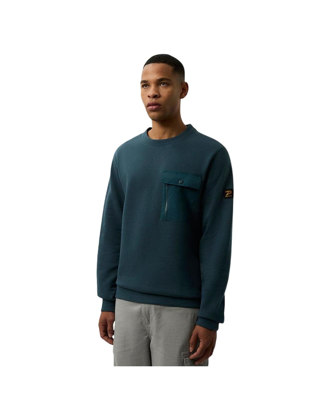 Patrick Blue Archie Crew Neck Sweatshirt (Dark) Cotton for men