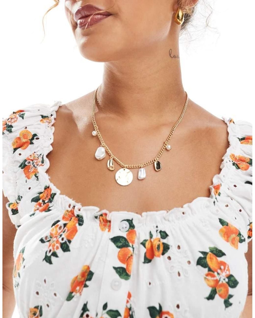 ASOS Blue Broderie Button Through Milkmaid Top