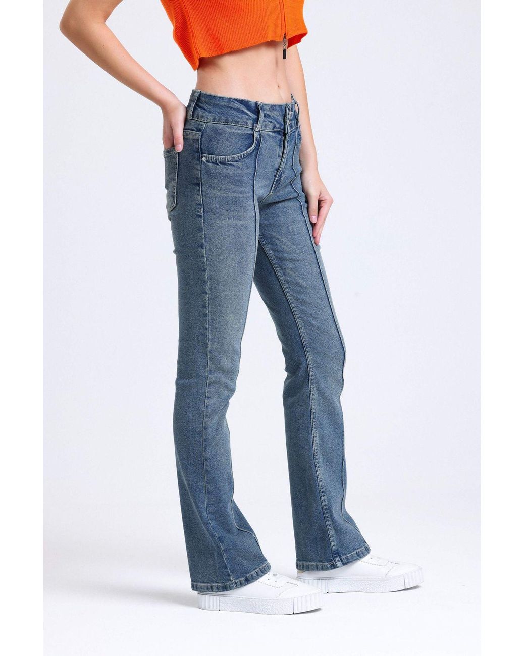 Hiccup Blue Mid-Waist Straight-Leg Jeans