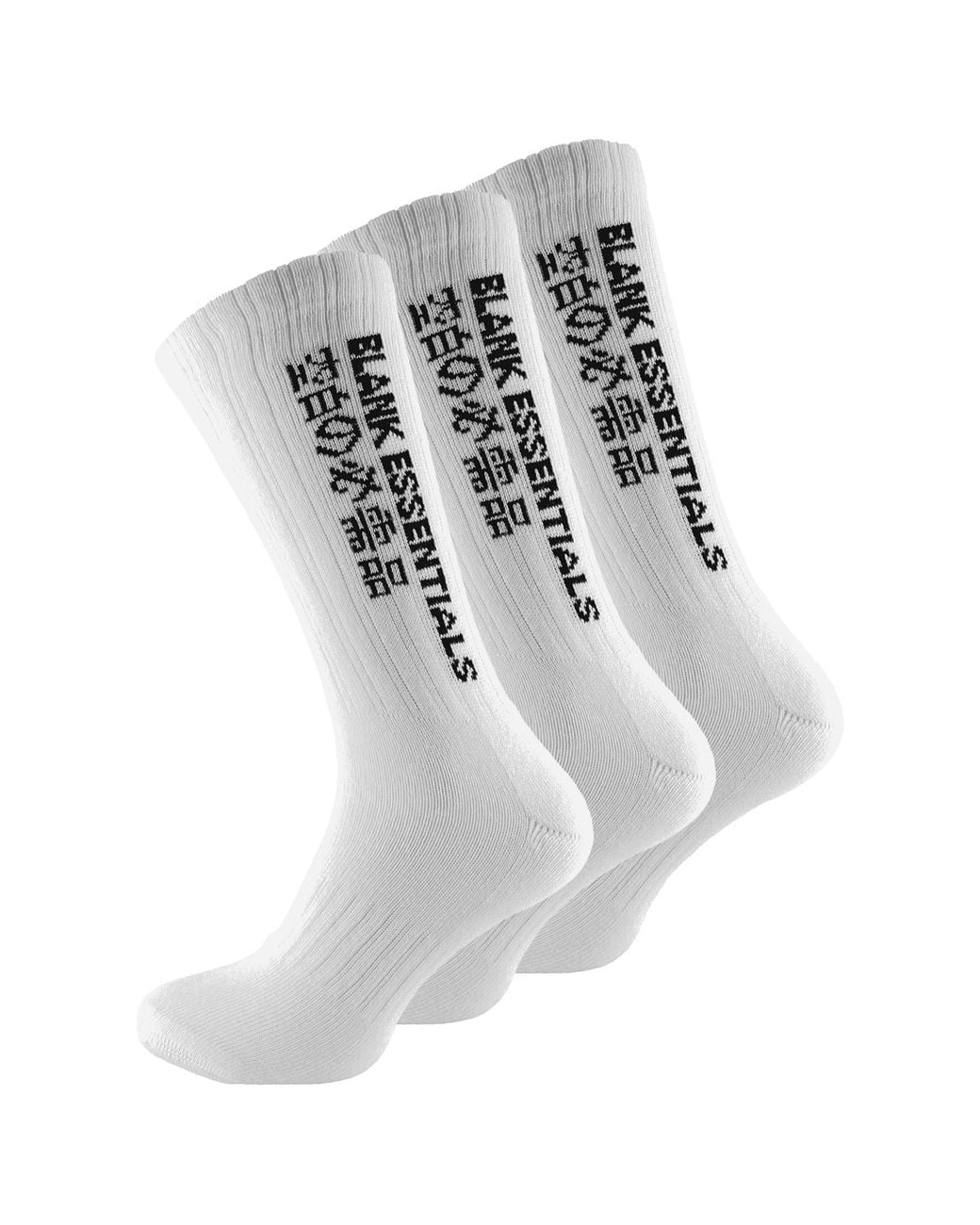 Blank Essentials White 3 Pairs Cotton Sport Crew Socks for men