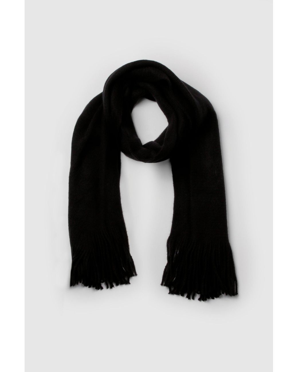 Boohoo Black Knitted Fringe Scarf
