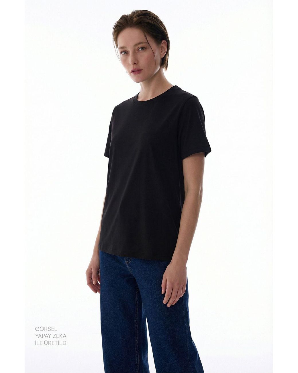 Penti Blue Oversized Long Knit Crew Neck T-Shirt