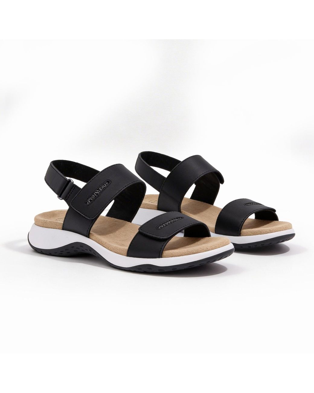 Free Spirit Black Grenada Cross Strap Sandals Leather