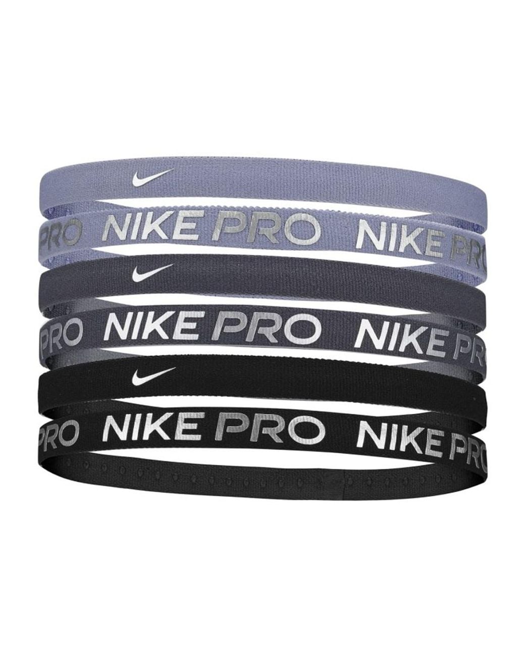 Nike Blue Flex Classic Logo Metallic Headband (Pack Of 6) /Dark/ Metallic)