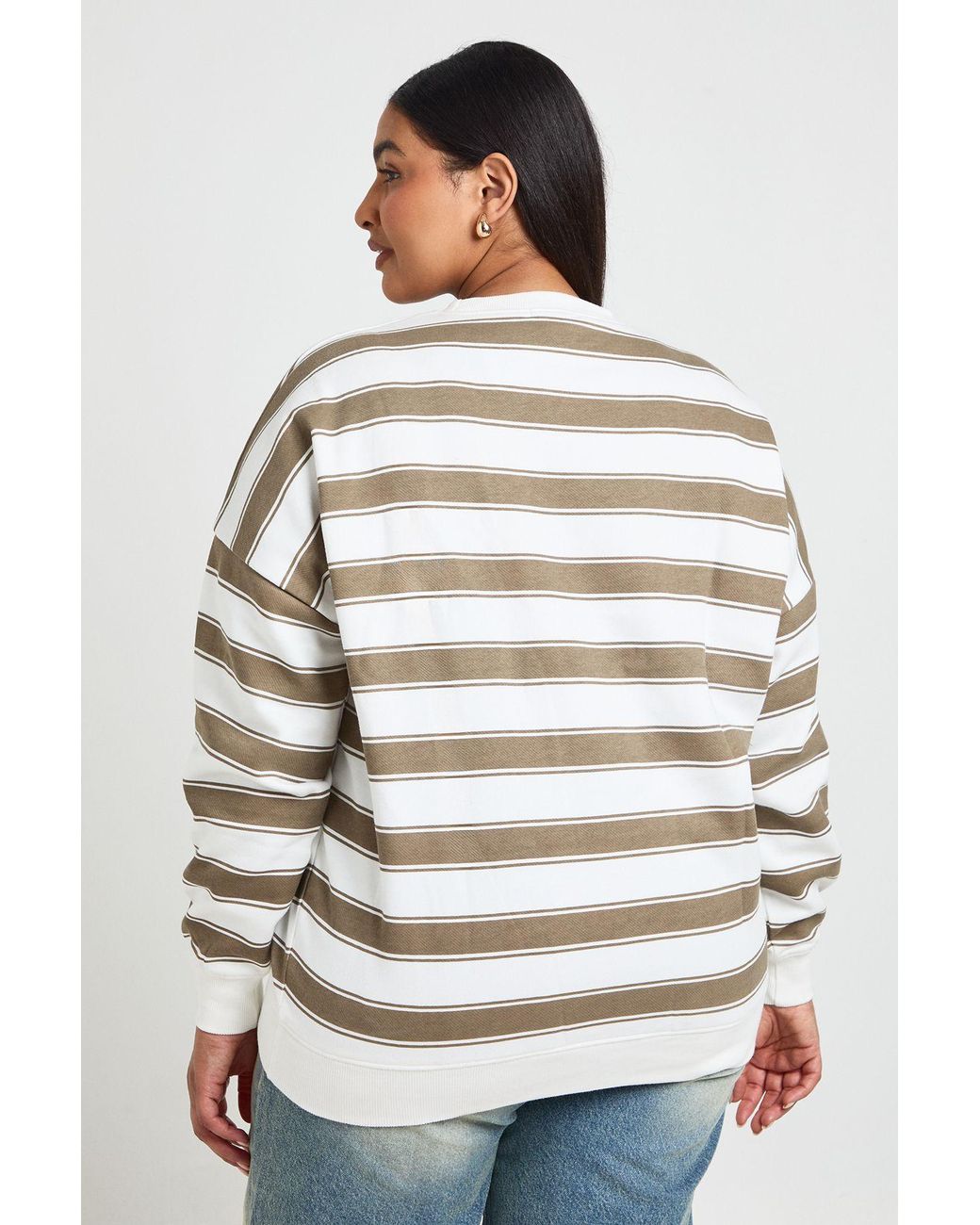 Boohoo Gray Plus Stripe Oversized Sweatshirt