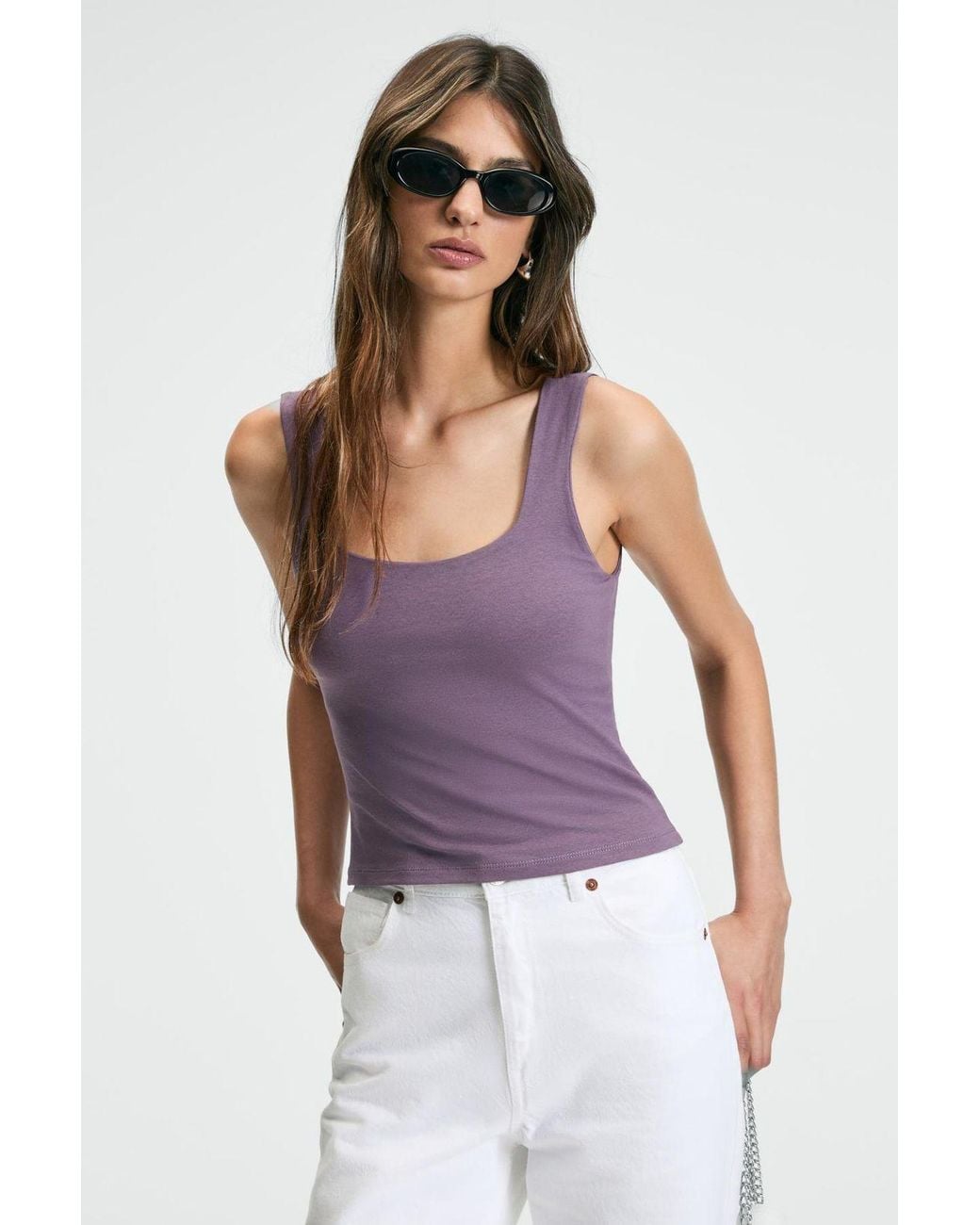 Grimelange Purple Regular Fit Pull-On Blouse