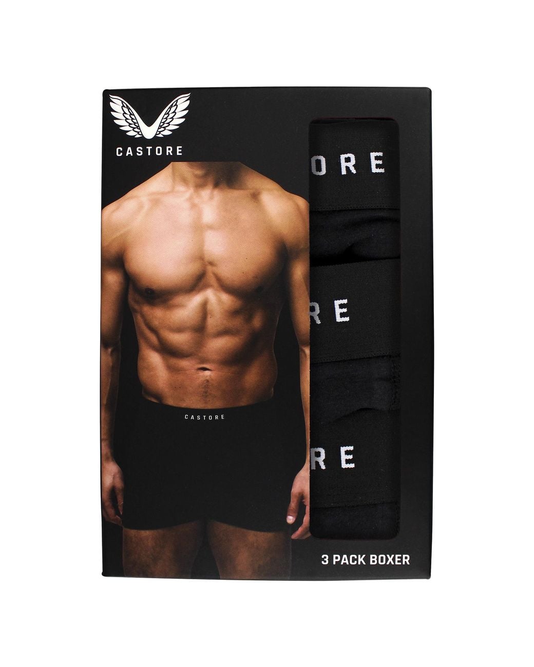 Castore Black 3 Pack Cotton Boxer Shorts Soft Comfortable Supportive Underwear for men