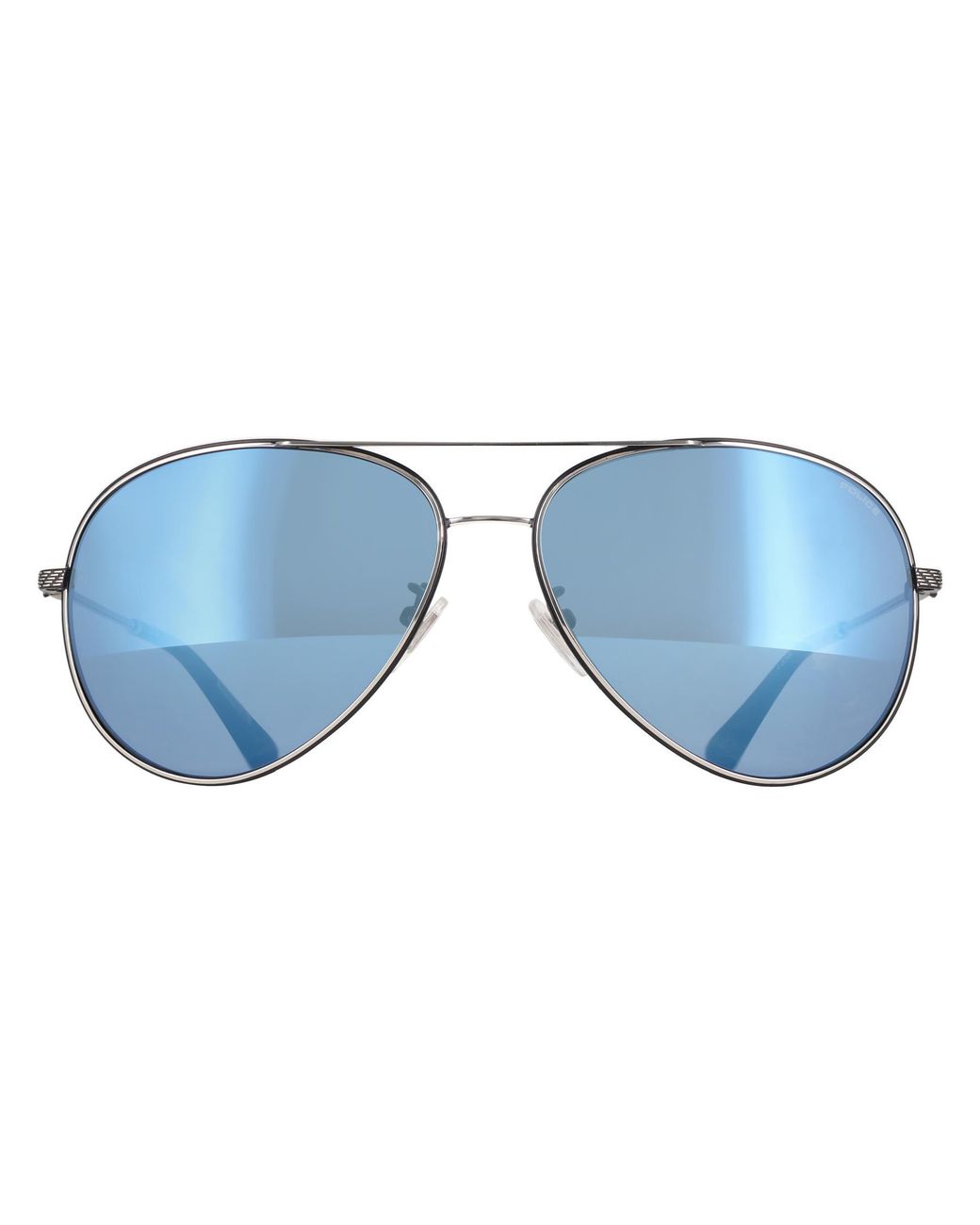Police Blue Aviator Shiny Palladium With Semi-Shiny Mirror Spll11 Octane 8 for men