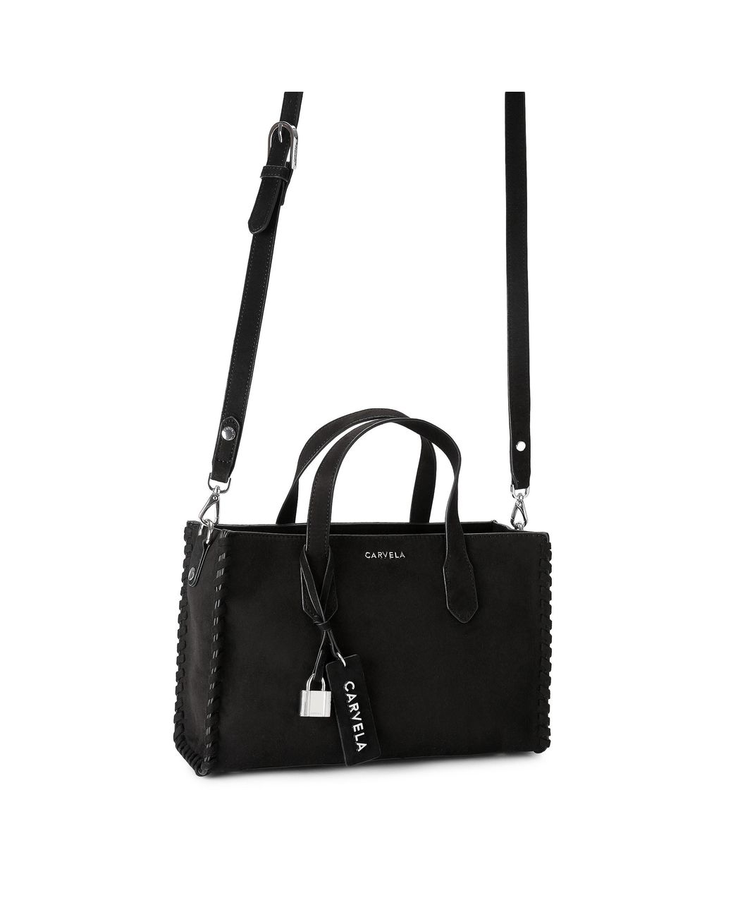 Carvela Kurt Geiger Black Suedette Juno Whipstitch Mini Bag