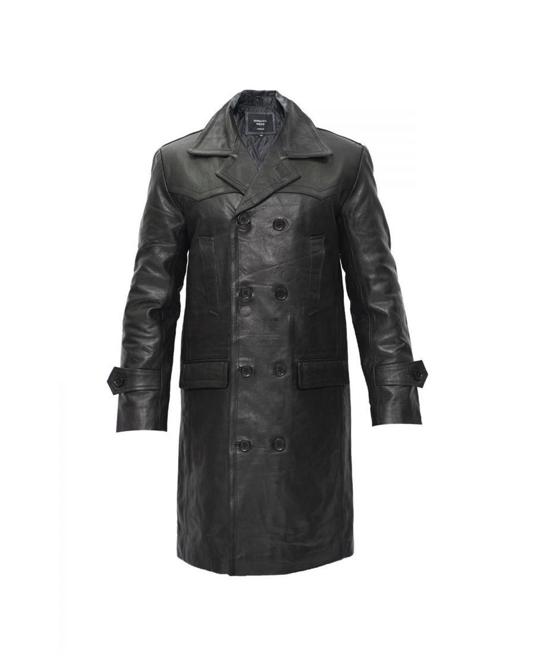 Infinity Leather Black Cowhide Peacoat-Dortmund for men