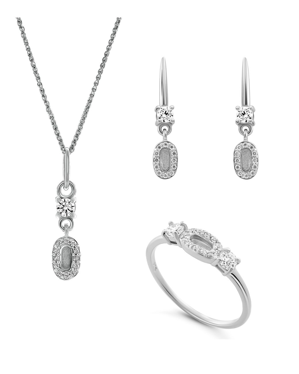 Orphelia White 'Lily' 925 Sterling Set: Necklace + Earrings + Ring