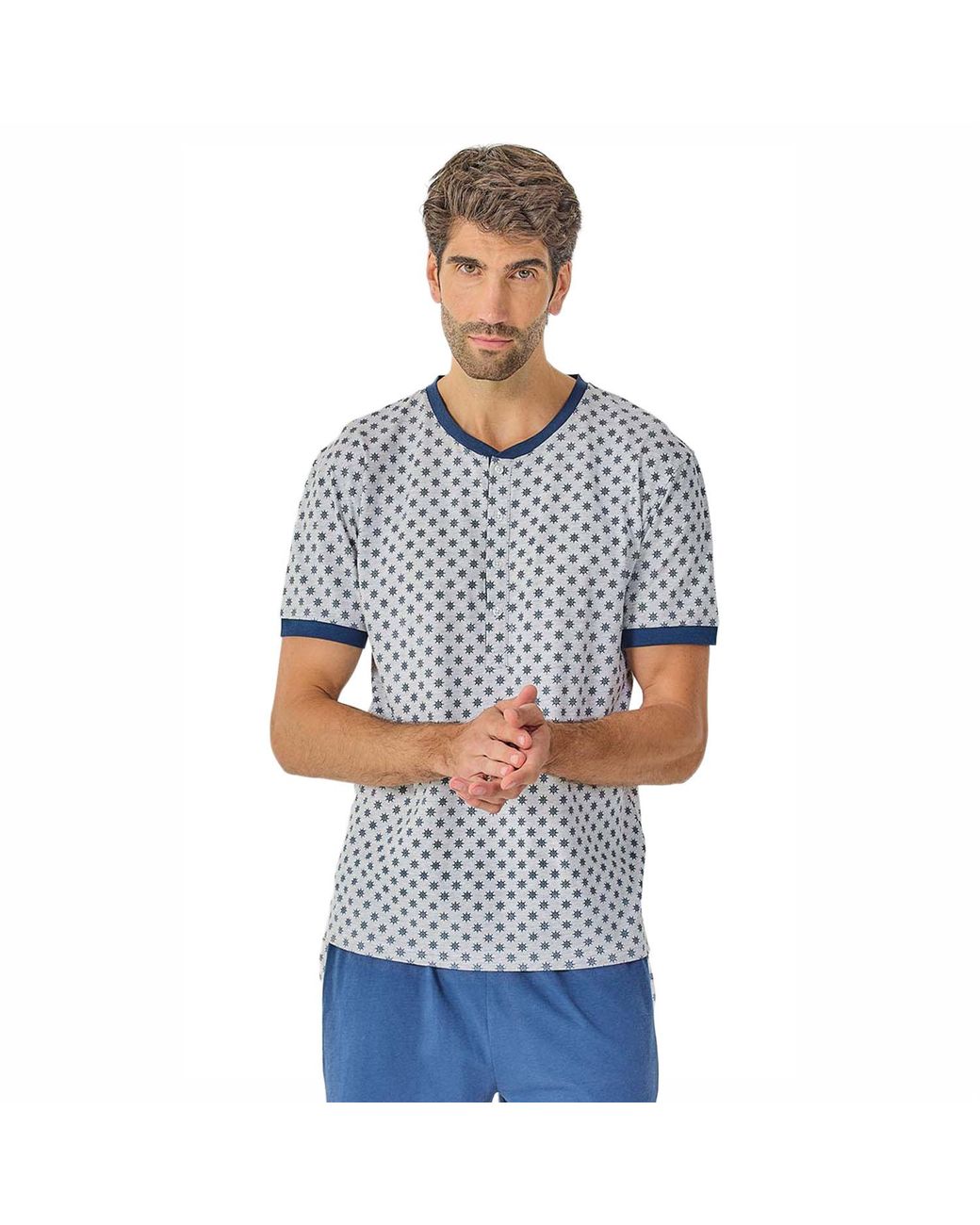 J&j Brothers Blue Summer Short Sleeve Pyjamas Jjb21 for men