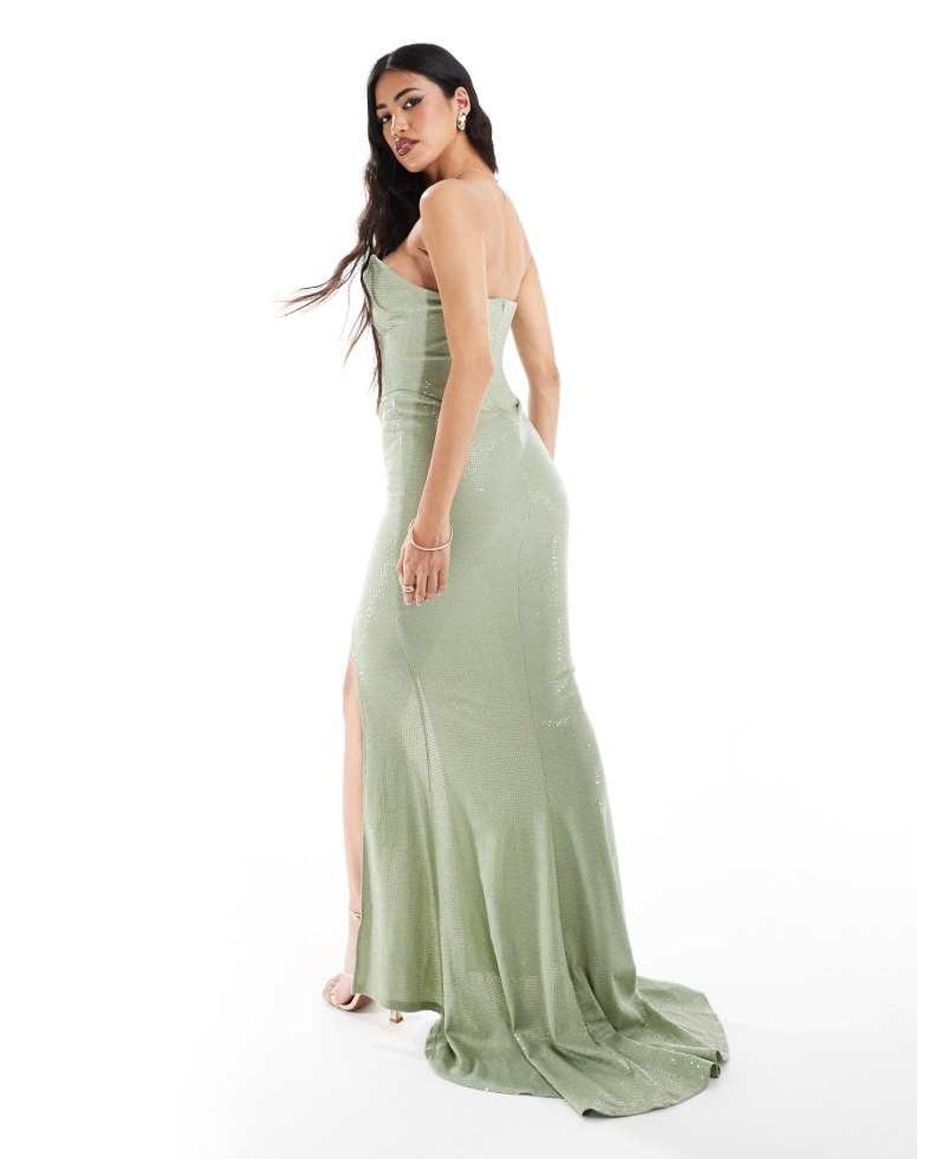 ASOS Premium Metallic Bandeau Maxi Dress With Extreme Neckline