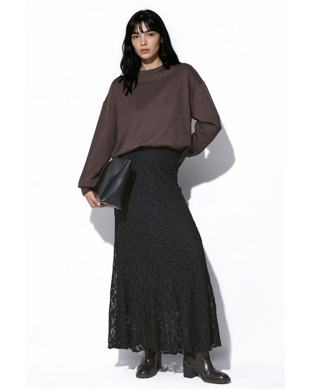 Hiccup Black High Waist Lace Maxi Skirt