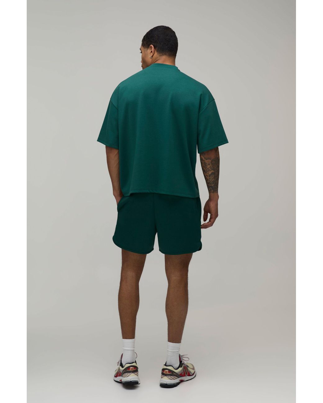 BoohooMAN Green Racer Fit Tricot Jersey Short for men