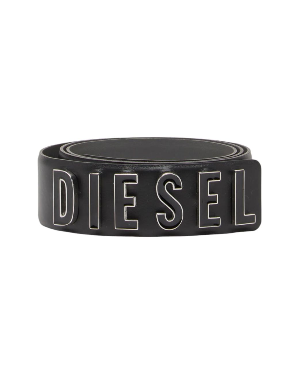 DIESEL Black B Letter Leather Belt