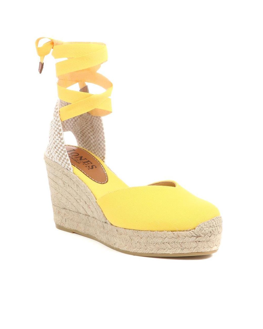Jones Bootmaker Yellow Alyssa Wedge Espadrille Sandals
