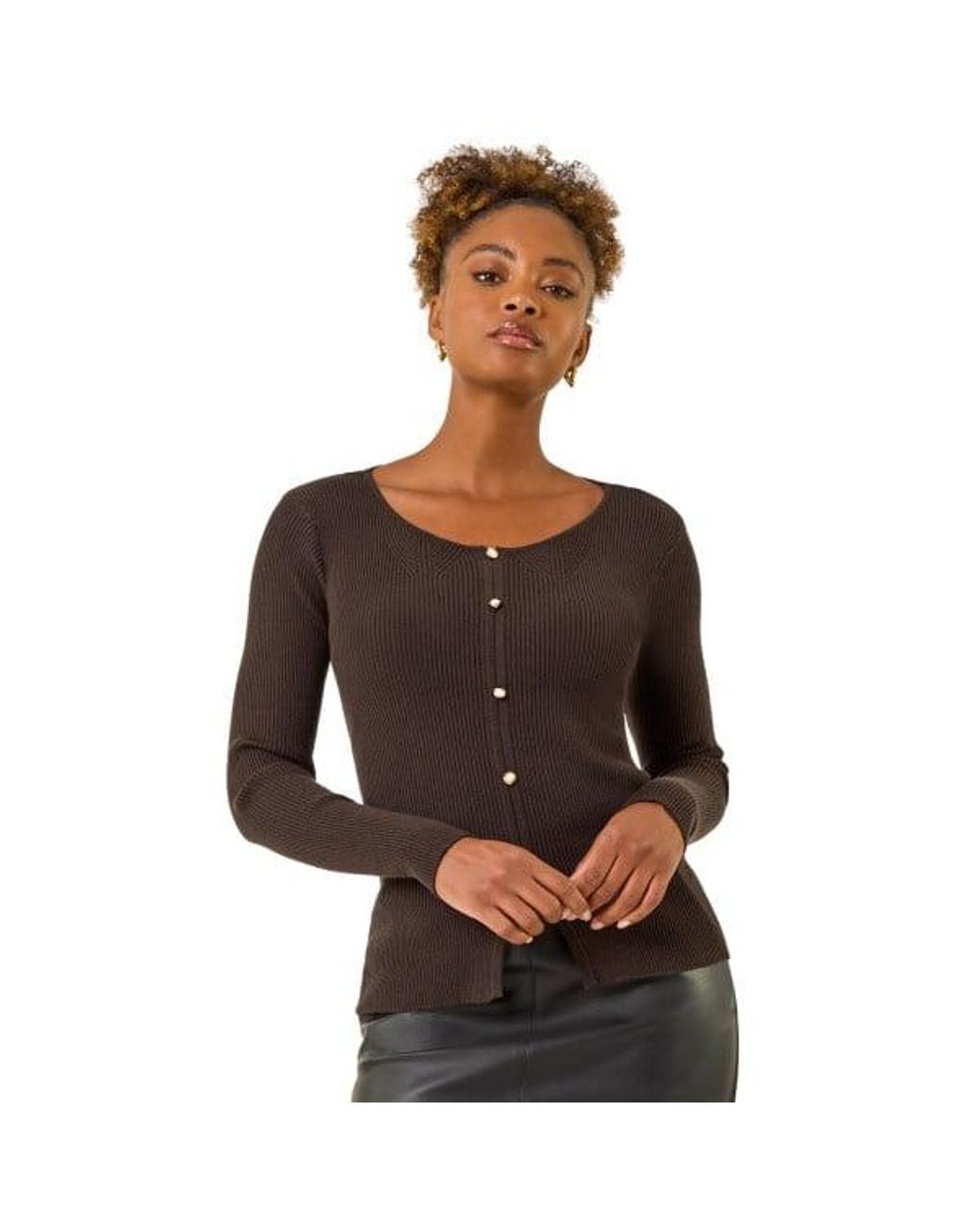 Roman Black Pearl Ribbed Knit Jumper