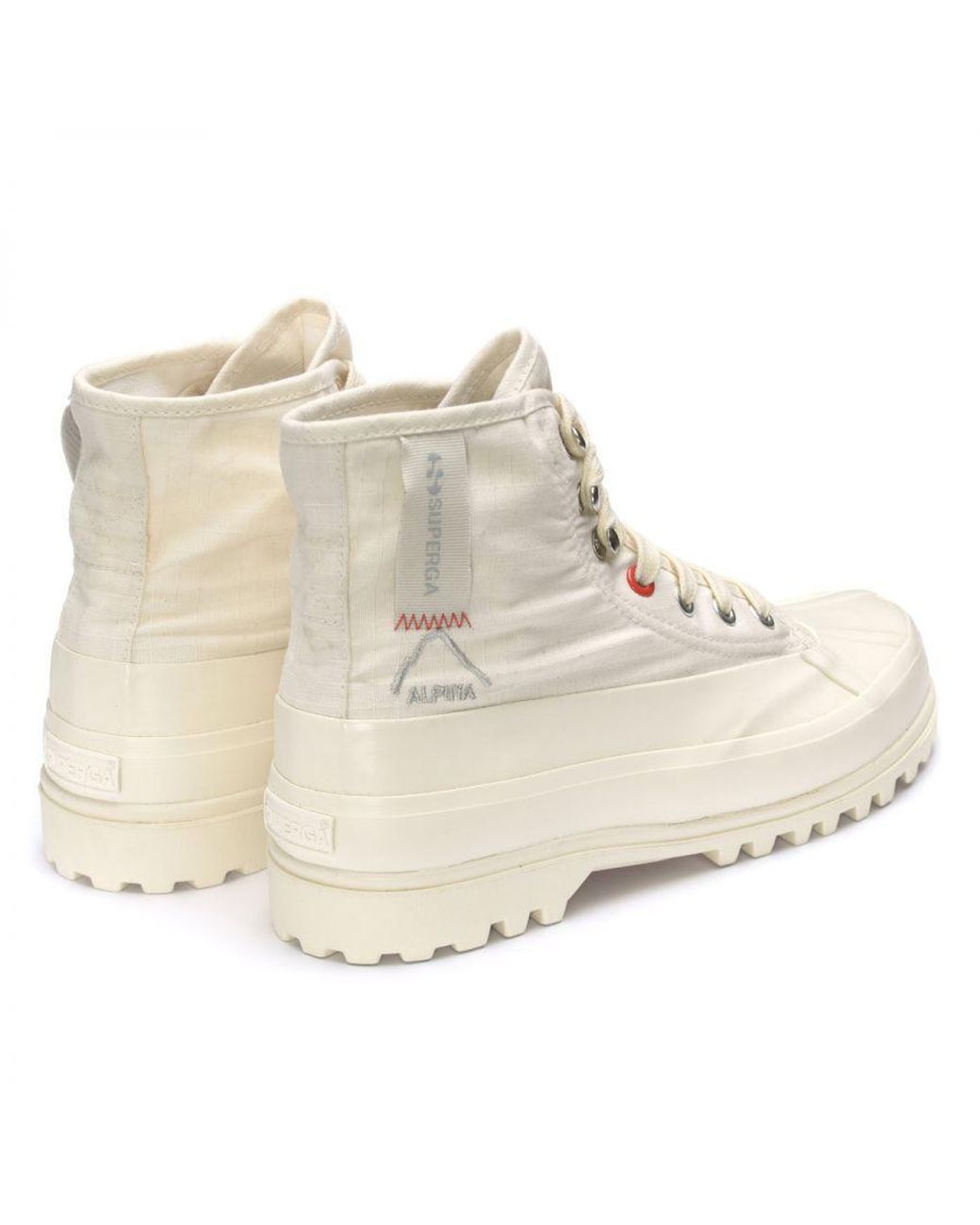 Superga White Ladies 2481 Alpina Ripstop High Tops Tomato)