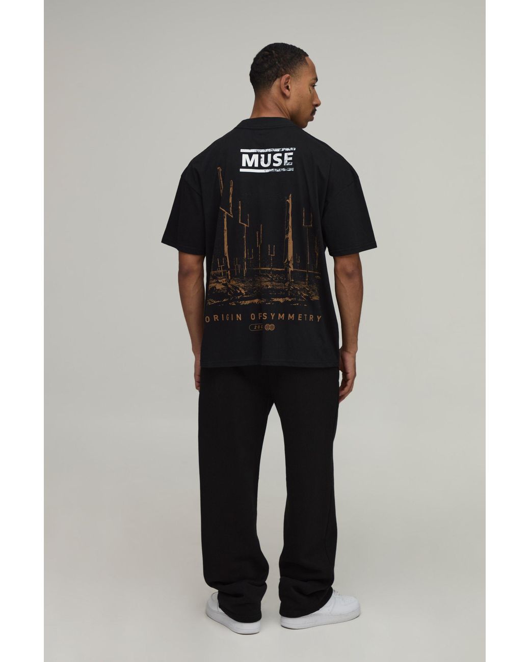 BoohooMAN Black Oversized Muse Symmetry License Print T-Shirt for men