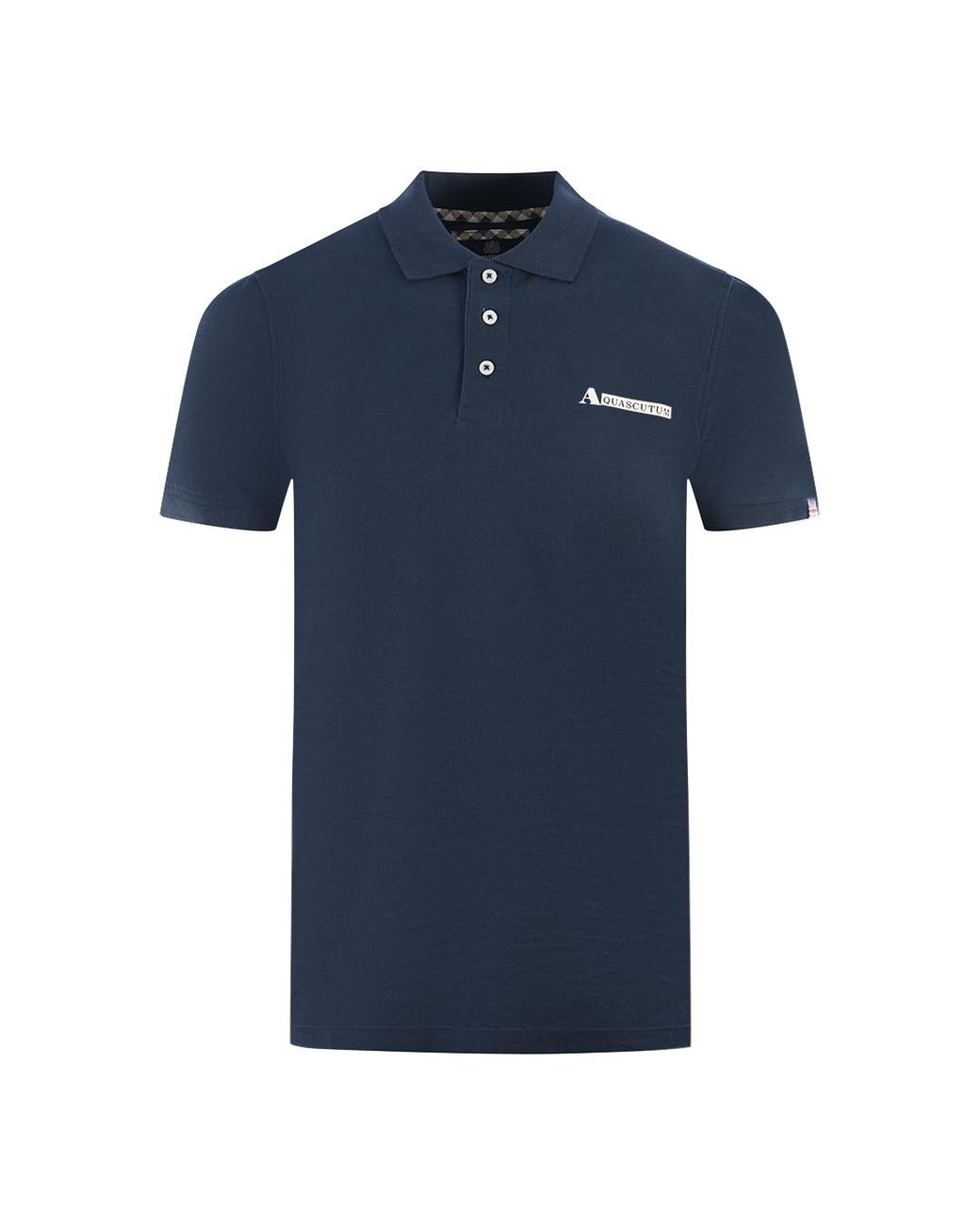 Aquascutum Blue Boxed Logo Polo Shirt Cotton for men