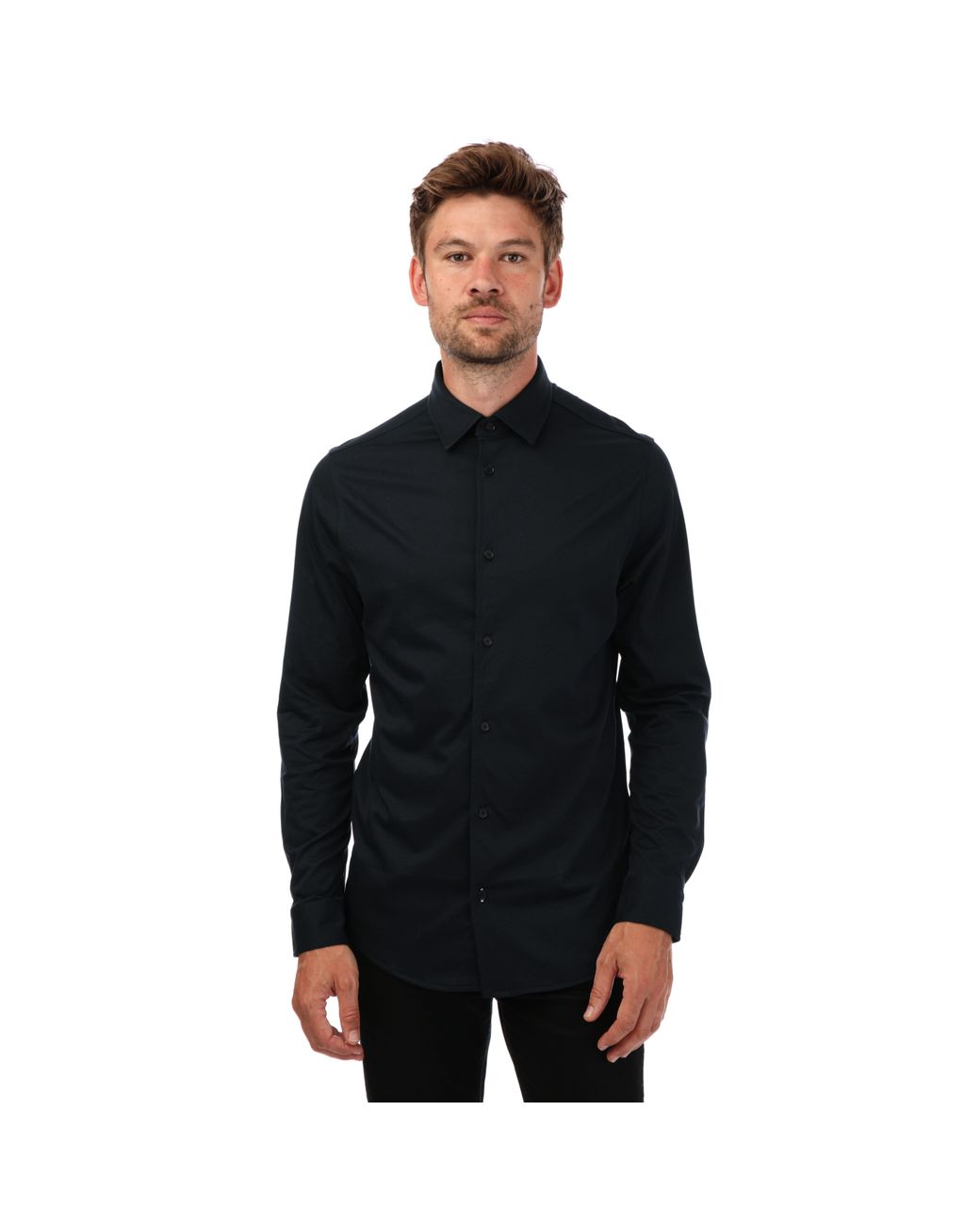 Ted Baker Black Marros Long Sleeve Jersey Shirt for men