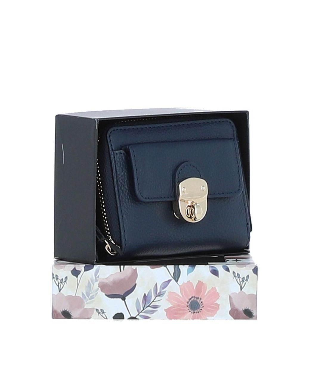 Ashwood Leather Blue Stylish Compact Ladies Purse With Rfid Protection