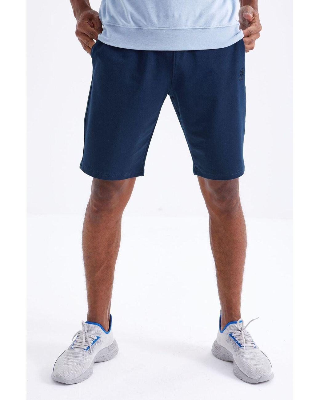 TOMMY LIFE Blue Jersey Shorts With Drawstring Waist for men