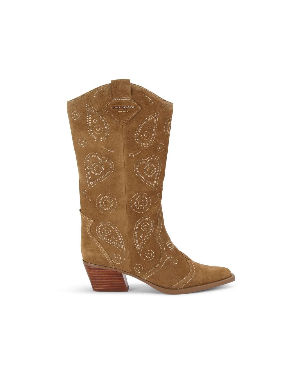 Kurt Geiger Brown Suede Paisley Cowboy Boots