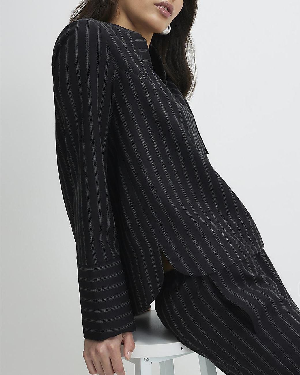 River Island Black Tunic Stripe Pocket Detail