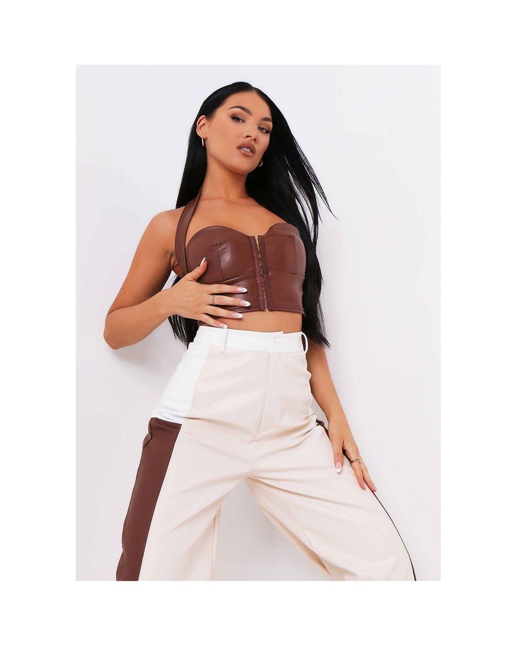 Missy Empire Pink Missy Empire Halterneck Crop Top