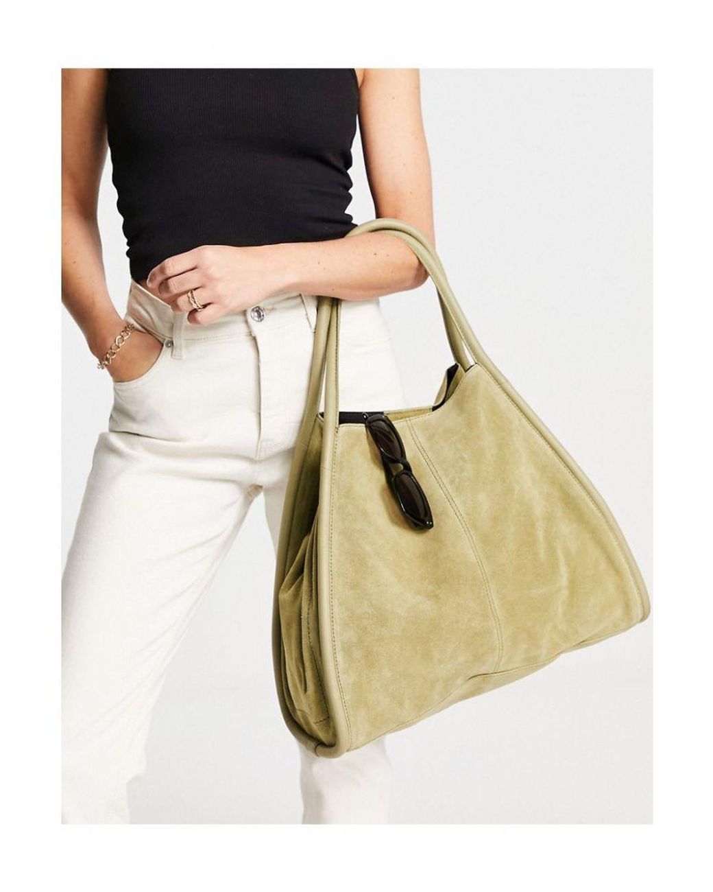 ASOS Suede Tote With Tubular Piping in Metallic Lyst UK