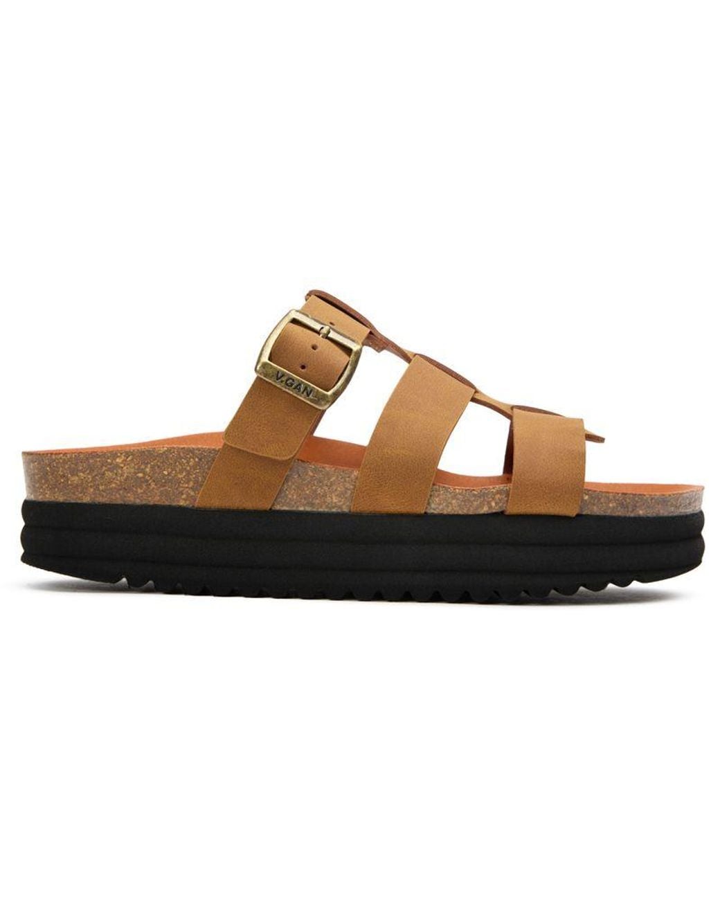 V.Gan Brown Vegan Fig Slide Footbed Sandals