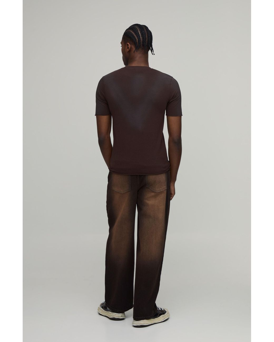 BoohooMAN Black Baggy Rigid Bleach Washed Denim Jeans for men
