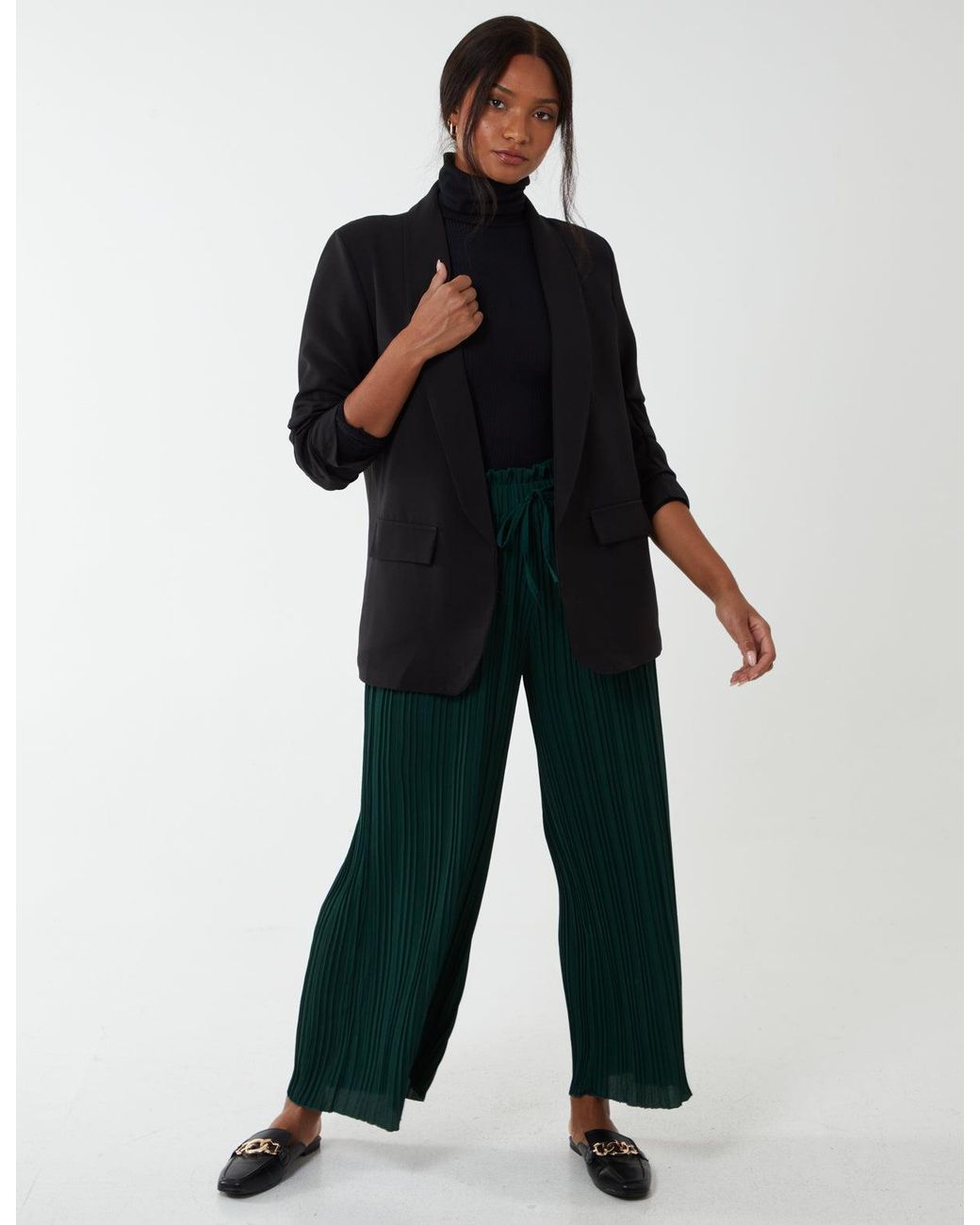 Blue Vanilla Blue Wide Leg Pleated Trousers