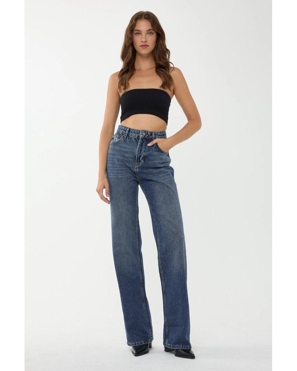 Hiccup Blue High Waist Straight Leg Jeans