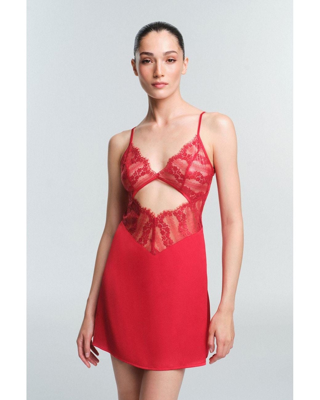 Penti Red Henna Lace Nightgown