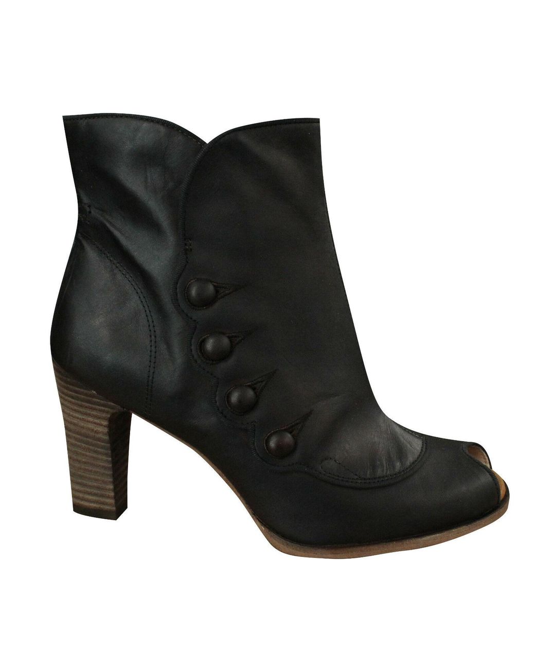 Timberland Black Marge Peep Toe Zip Up Heel Boots 25684 B5E Leather
